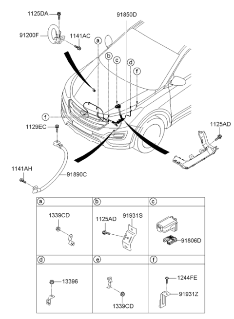 2013 Hyundai Santa Fe Battery Wiring Assembly Diagram for 91850-B8410