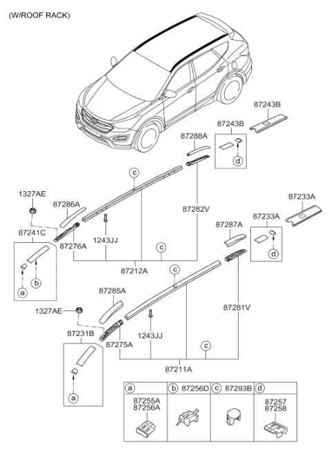 2013 Hyundai Santa Fe Roof Garnish & Rear Spoiler Diagram 2