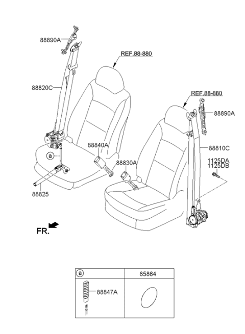 2014 Hyundai Santa Fe Height Adjuster Assembly Diagram for 88890-3Q000