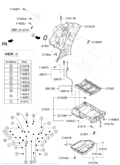 2013 Hyundai Santa Fe Pan Assembly-Engine Oil,Lower Diagram for 21510-3C201