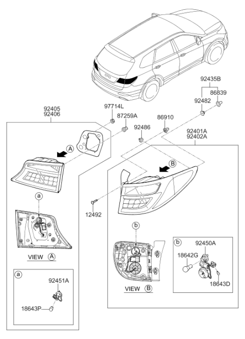 2014 Hyundai Santa Fe Rear Combination Lamp Diagram 2