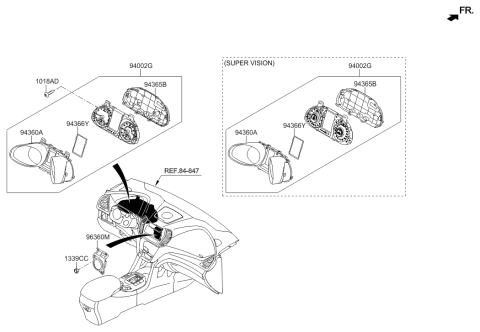 2013 Hyundai Santa Fe Instrument Cluster Assembly Diagram for 94011-B8041