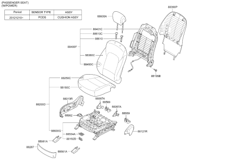 2015 Hyundai Santa Fe Front Seat Shield Cover Right Hand Diagram for 88297-B8100-NBC