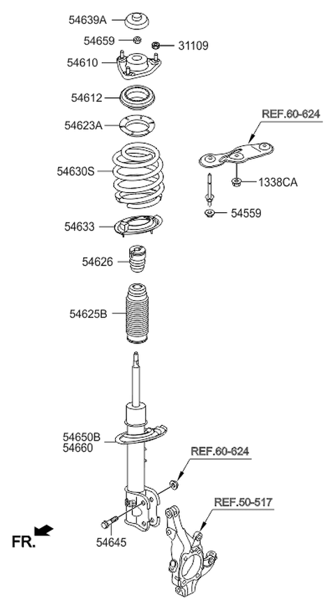 2014 Hyundai Santa Fe Front Strut Assembly Right Diagram for 54661-B8100