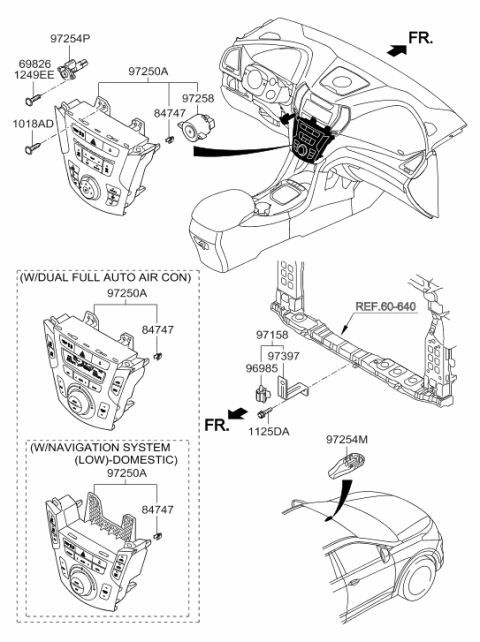 2015 Hyundai Santa Fe Heater Control Assembly Diagram for 97250-4Z000-4X
