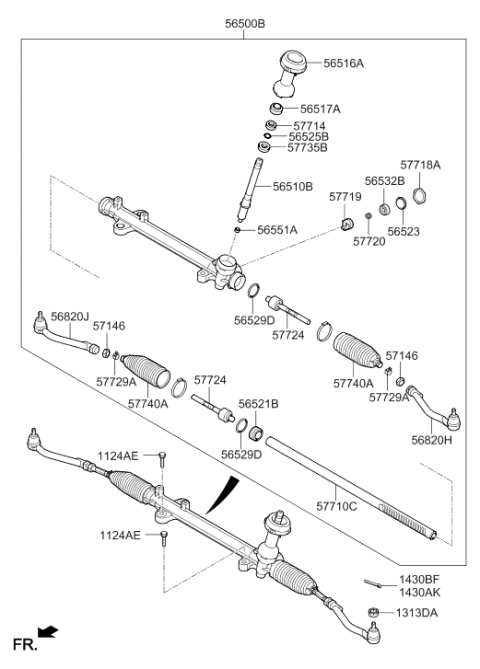 2014 Hyundai Santa Fe Tie Rod End Assembly Right Hand Diagram for 56820-2W050