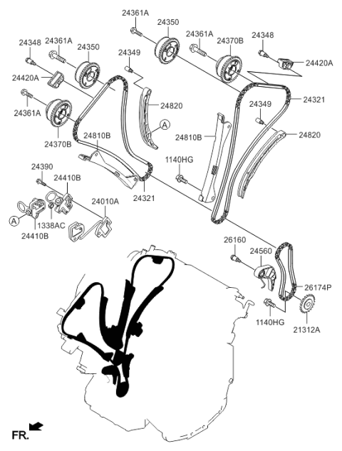 2014 Hyundai Santa Fe Guide Assembly-Cam Diagram for 24420-3CGA1