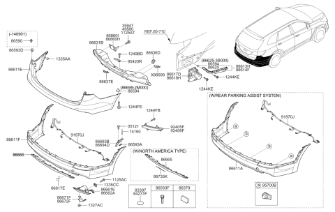 2015 Hyundai Santa Fe Sensor Assembly-Ultrasonic BWS Diagram for 95720-B8000