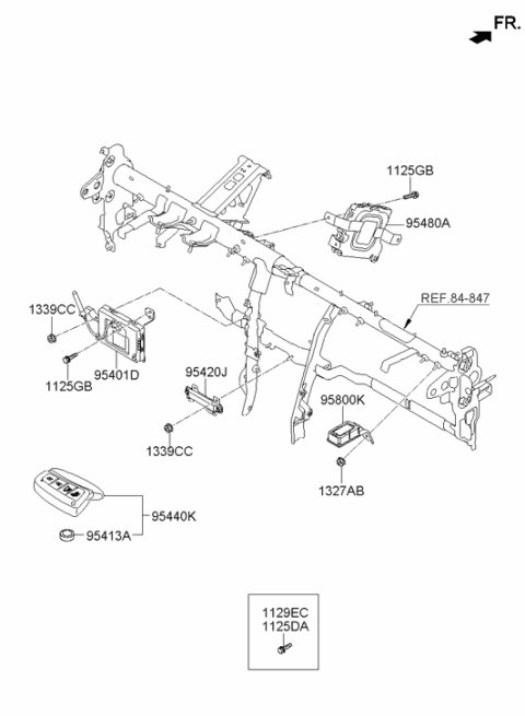 2014 Hyundai Santa Fe Fob Smart Key Diagram for 95440-B8100