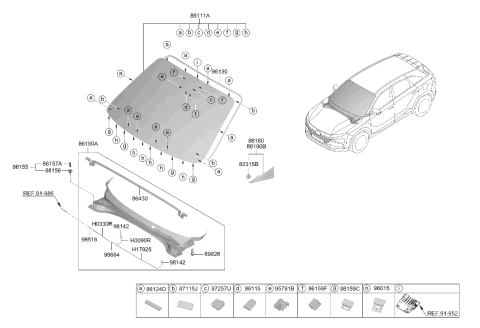 2022 Hyundai Nexo W/STRIP-Hood Diagram for 86430-M5000