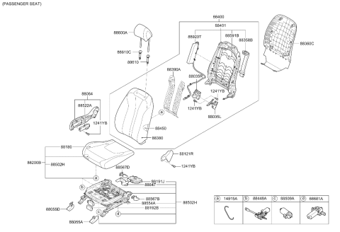 2021 Hyundai Nexo Front Seat Cushion Assembly Right Hand Diagram for 88102-M5030-YFS