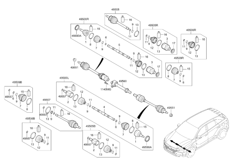 2022 Hyundai Nexo JOINT KIT-FR AXLE DIFF SIDE,RH Diagram for 495R3-M5000