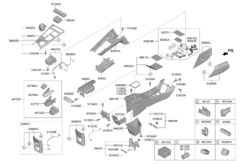 2021 Hyundai Nexo USB Charger Assembly Diagram for 96125-R1500-4X