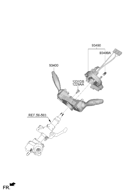 2022 Hyundai Venue Switch Assembly Multifunction Diagram for 93406-M5550