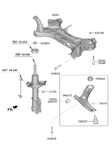 2024 Hyundai Venue Crossmember Complete Diagram for 62400-K2000