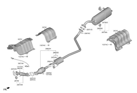 2026 Hyundai Venue Exhaust Pipe Hanger Diagram for 28768-3F000