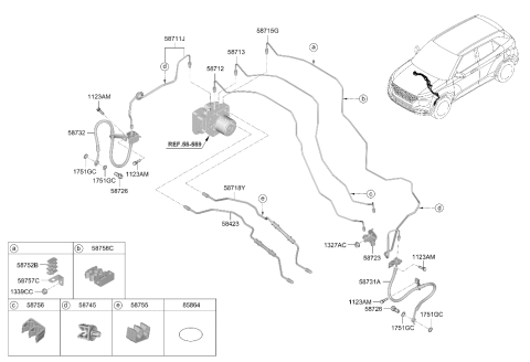 2023 Hyundai Venue Front Brake Hose Right Hand Diagram for 58732-K2000