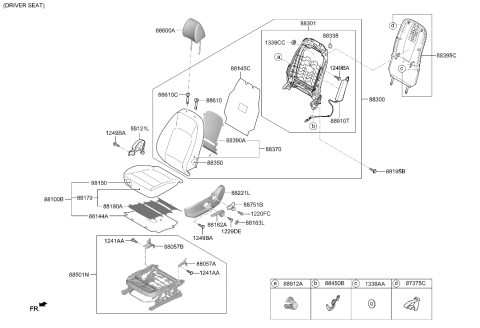 2025 Hyundai Venue Front Seat Back Heater Diagram for 88370-K2000