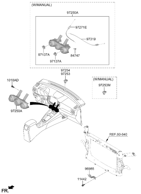 2025 Hyundai Venue Heater Control Assembly Diagram for 97250-K2AG0-WSP