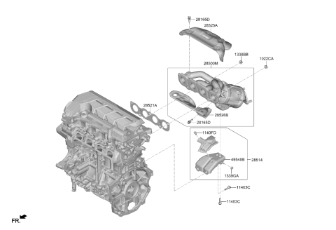 2022 Hyundai Venue Exhaust Manifold Module Diagram for 28500-2M220