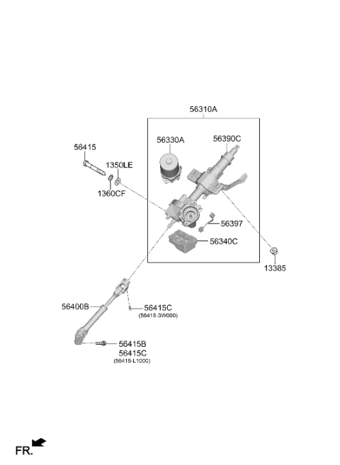 2025 Hyundai Venue Steering Joint Assembly Diagram for 56400-H5000