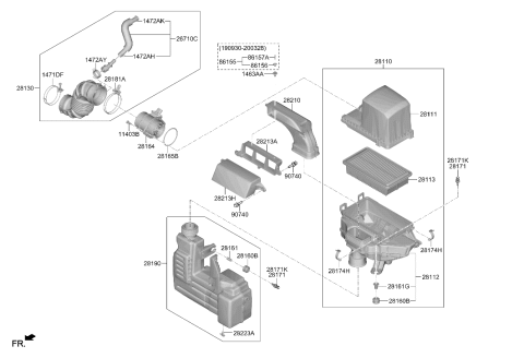 2022 Hyundai Venue Air Cleaner Filter Diagram for 28113-K2100
