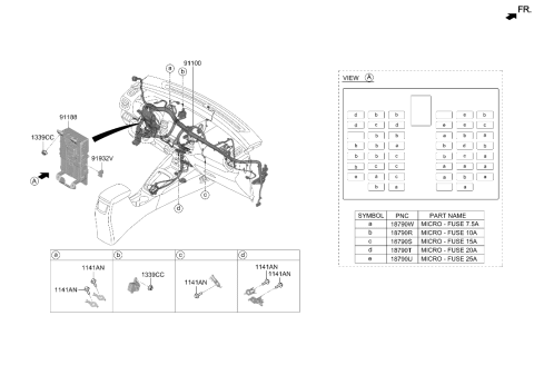 2022 Hyundai Venue Instrument Panel Junction Box Assembly Diagram for 91901-K2570