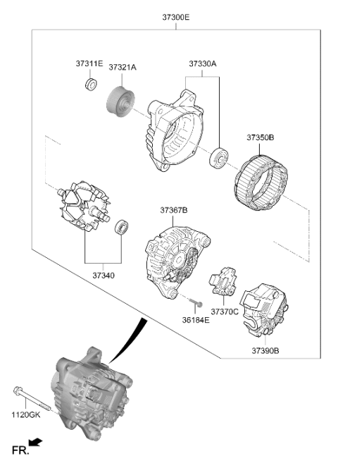 2023 Hyundai Venue Alternator Assembly Diagram for 37300-2M317