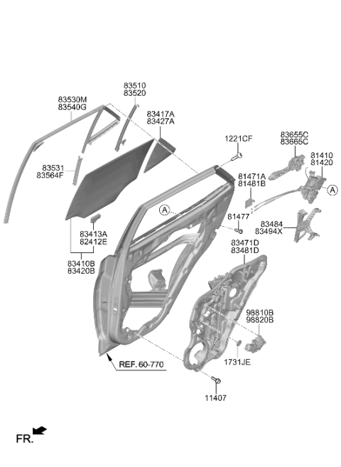 2020 Hyundai Venue Run-RR Dr RR Channel,RH Diagram for 83564-K2000