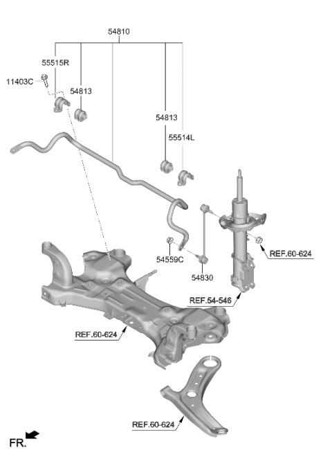 2025 Hyundai Venue Stabilizer Bar Bush Diagram for 54813-J1000
