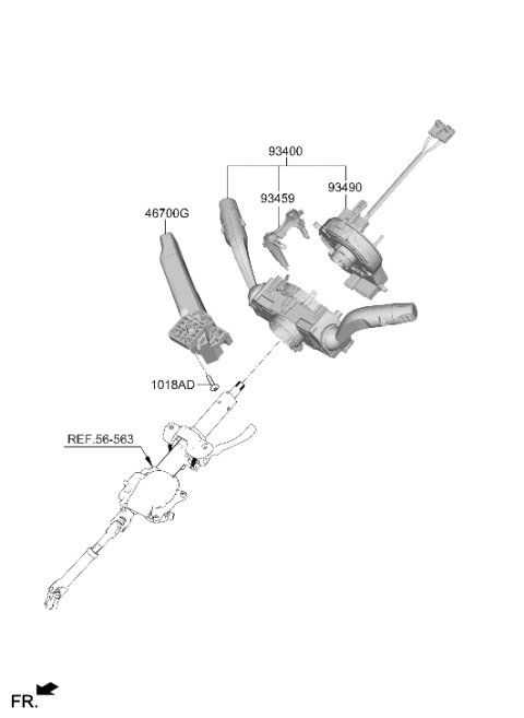 2026 Hyundai Tucson Multifunction Switch Assembly Diagram for 934C2-N9020