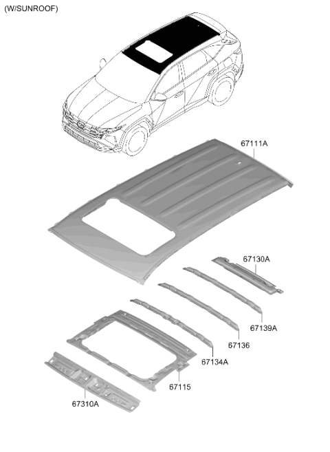 2026 Hyundai Tucson US Alabama made Roof Panel Diagram 2