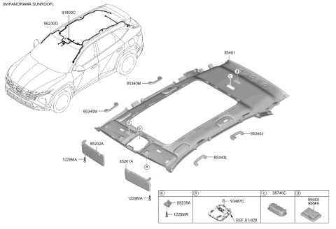 2025 Hyundai Tucson US Alabama made Sunvisor & Head Lining Diagram 3