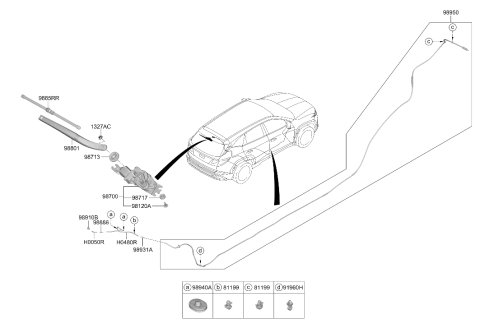 2026 Hyundai Tucson BLADE ASSY-WIPER,RR Diagram for 98850-CW500