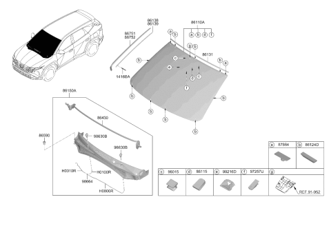 2026 Hyundai Tucson Windshield Glass Assembly Diagram for 86110-CW590