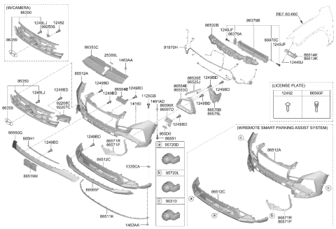 2026 Hyundai Tucson COVER-FR BUMPER UPR Diagram for 86510-CW500