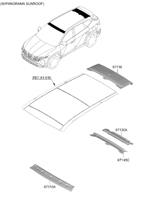 2026 Hyundai Tucson US Alabama made Roof Panel Diagram 3