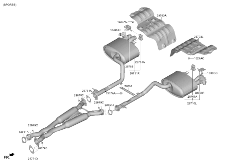 2024 Hyundai Genesis G70 Muffler & Exhaust Pipe Diagram 3