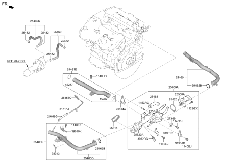 2024 Hyundai Genesis G70 Coolant Pipe & Hose Diagram 2