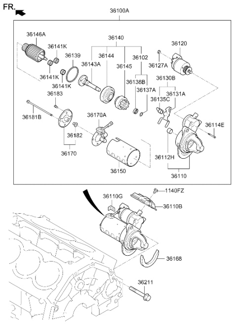 2025 Hyundai Genesis G70 SWITCH ASSY-STARTER MAGNETIC Diagram for 36120-2J104