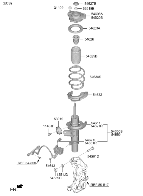 2024 Hyundai Genesis G70 Front Spring & Strut Diagram 2
