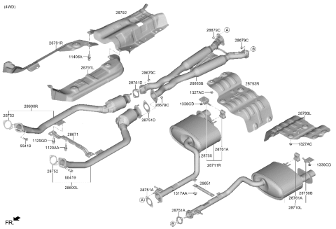 2024 Hyundai Genesis G70 Muffler & Exhaust Pipe Diagram 2
