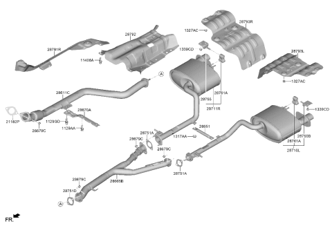 2024 Hyundai Genesis G70 Muffler & Exhaust Pipe Diagram 4