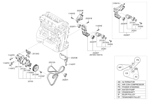 2009 Hyundai Santa Fe Water Pump Gasket Diagram for 25130-25002