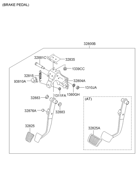 2009 Hyundai Santa Fe Brake Pedal Assembly Diagram for 32800-0W130
