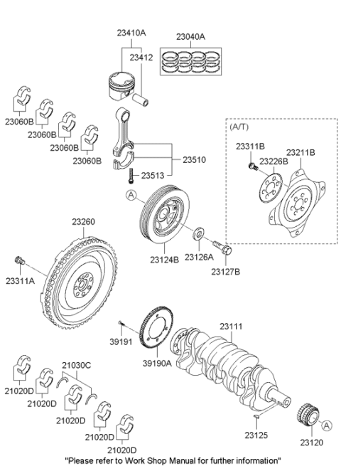 2010 Hyundai Santa Fe Piston Ring Set Diagram for 23040-25200