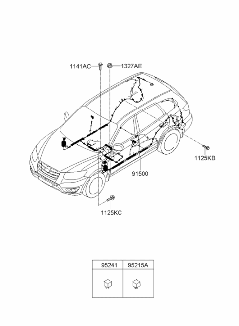 2010 Hyundai Santa Fe Wiring Assembly Floor Diagram for 91550-0W100