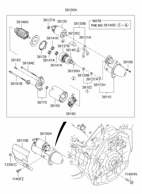 2009 Hyundai Santa Fe New Body Style Starter Diagram 2