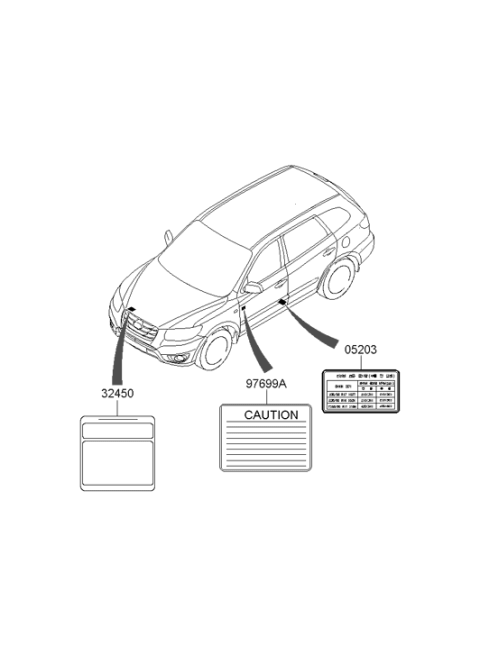 2009 Hyundai Santa Fe New Body Style Label Diagram 2