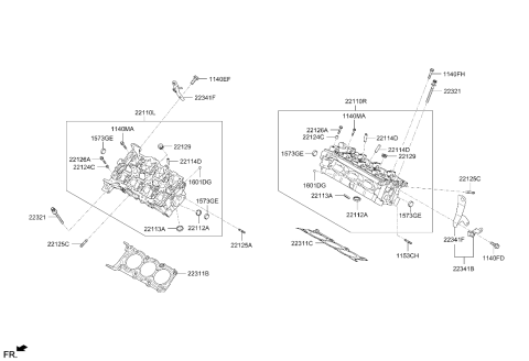 2010 Hyundai Santa Fe Cylinder Head Assembly Diagram for 22100-2G020